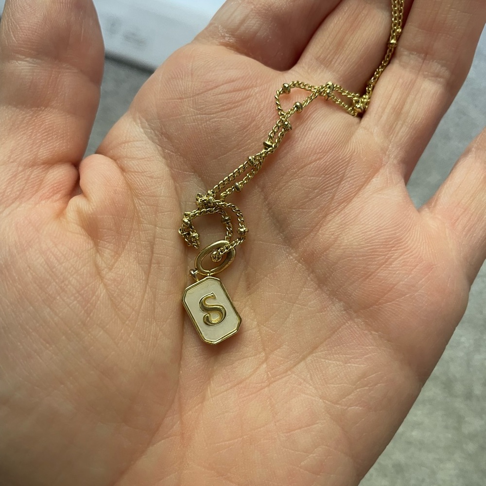 Gorjana bali necklace with Parker “S” charm